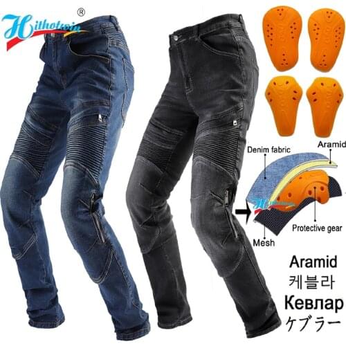 Summer New Motorcycle jeans Leisure Motocross Pants Outdoor Riding Jeans With Obscure Protective Equipment Knee Gear Hip Pads