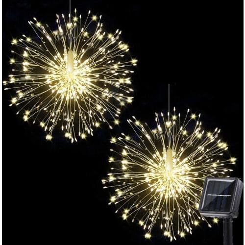 Solar Powered Hanging Starburst Firework Waterproof Hanging Starburst Lights for Parties,Home,Christmas Outdoor Decoration