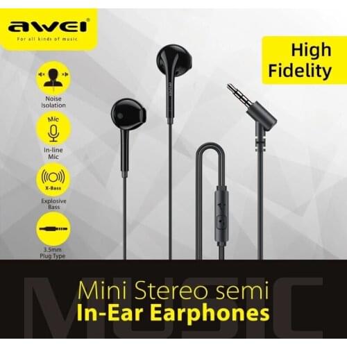 Awei 3.5mm Wired Earphones Stereo Bass Sound With Microphone Compatilble With all kinds of Phone PC-7