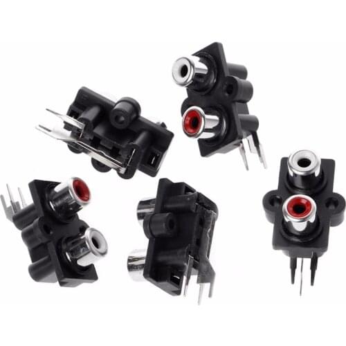 5 Pcs PCB Mount 2 Position Stereo Audio Video Jack RCA Female Connector #1A60304