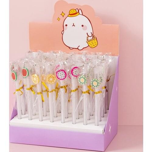 40 pcs/lot Cute Fruit Pendant Gel Pen 0.38 mm black ink Neutral Pen School Office writing Supply Promotional Gift