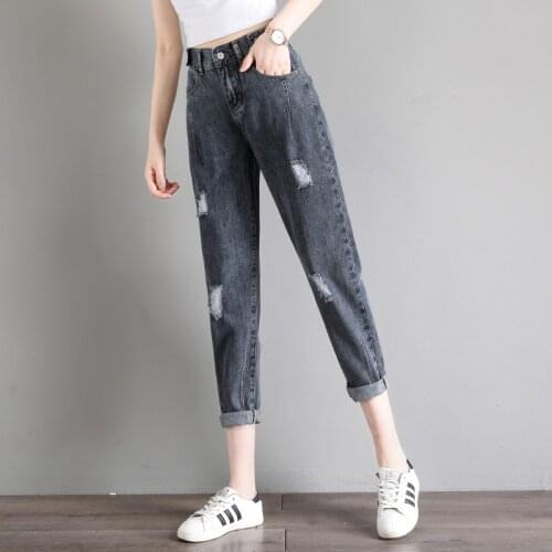 Ripped Jeans For Women High Waist Loose Softener Ankle-length mon Denim Harem Pants 5xl