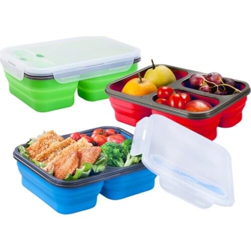 10 Pcs Collapsible Lunch Box Food Storage Container Large Capacity Bowl Silicone Folding Lunchbox Rectangle Outdoor Boxes