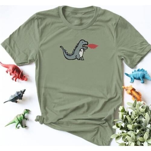 Cute Cartoon Spitfire dragon Pattern Printed Funny T-Shirts Women Casual O-Neck Short Sleeve T-shirts Summer Cotton T-shirt