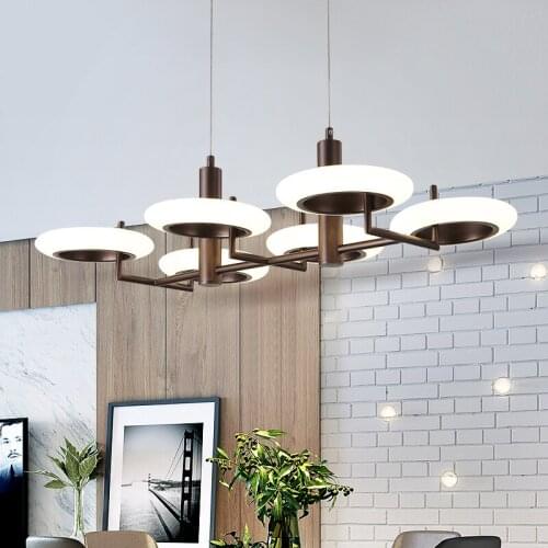 Nordic Style Roun LED Pendant Lamp Modern 6 Heads Iron Pendant Lights Living Room Lampen Fashion Aluminum Home Lighting Fixtures