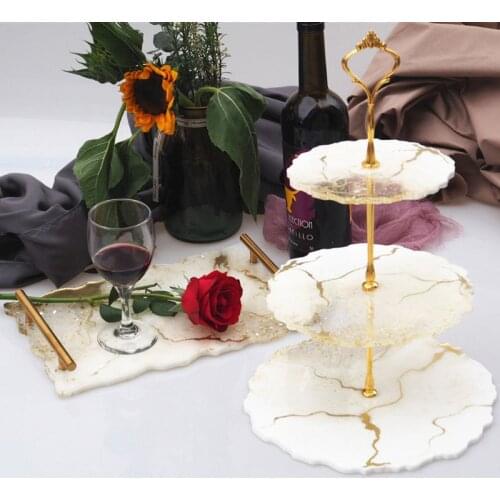 Three layer Irregular Fruit Disc Big Plate Resin Mold Oversized Fruit Tray Resin Mold Transparent Flexible Silicone Mold