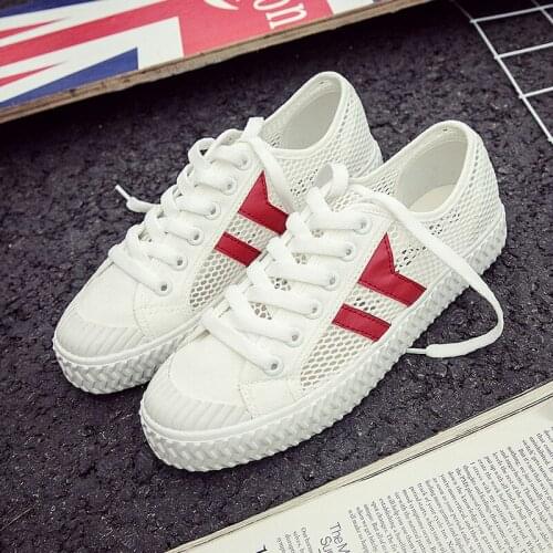 Fashion womens shoes summer breathable small white shoe women net canvas shoes lace-up casual sports shoes students board shoes