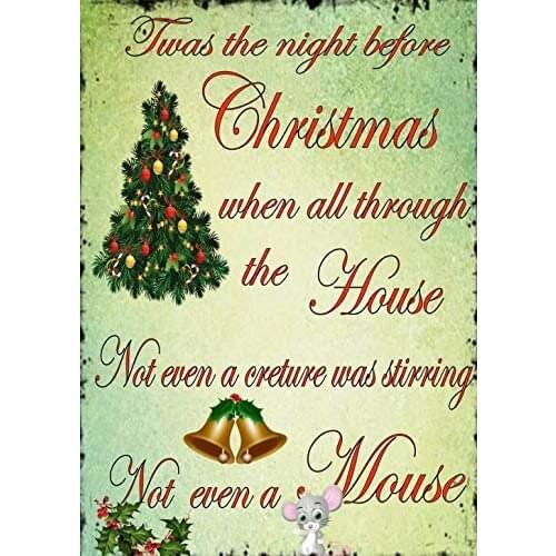 TWAS The Night Before Christmas Metal Printed Sign Metal Sign Man Cave Retro Bar Pub Home Wall Decoration 8X12 inch
