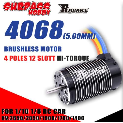 SURPASS HOBBY Rocket waterproof 4068 Brushless Motor 4 Poles Sensorless Motor 5mm 12 Slot 1900KV 2050KV for 1/10 RC Car Truck
