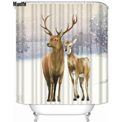 Musife Custom High Quality Deer Shower Curtain Waterproof Bathroom Polyester Fabric Bathroom Curtain
