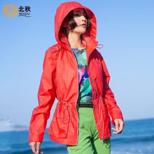 Women Spring Autumn Outdoor Camping Trekking Charge Clothes Monolayer Windbreaker Waterproof Thin Hiking Clothing Loose Coat