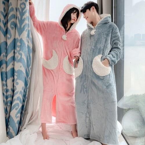 Winter new arrivals lovely new wedding gown flannel comfortable pajamas lovers' sleepwear cute gentle bathrobe