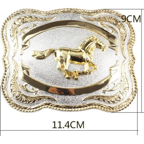 Golden horse belt buckle for man super big double colour 3.8cm leather belt buckles