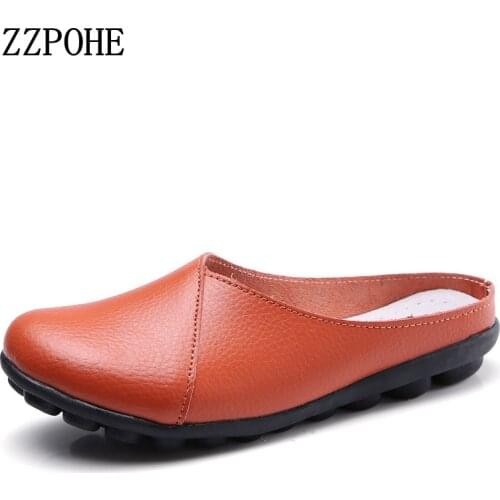 ZZPOHE Summer Women Sandals Fashion Soft Leather mother No toe slippers Woman Handmade Casual beach Sandals Provide 8 colors