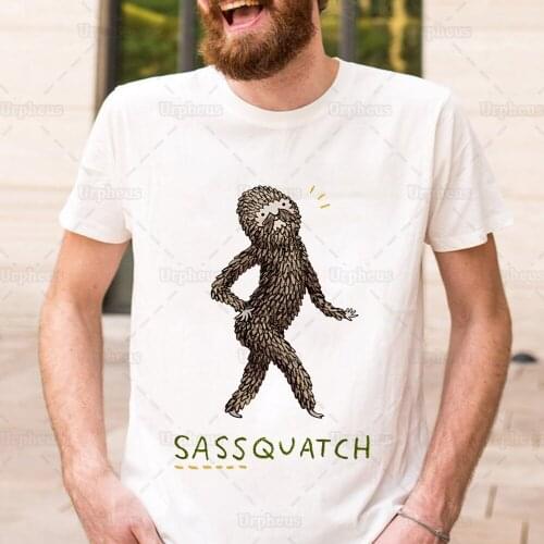 100% Cotton Funny Sassquatch Tshirt Myth Snowman Shirt Bigfoot Sasquatch Summer Top Tees
