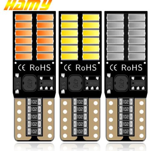 1x T10 Car LED Bulbs Canbus Signal Light W5W 4014 24LEDs 6000K 12V Error Free White Yellow Red Wedge Interior Reading Lamp