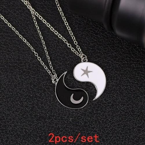 2 Pieces/set of Best Friend Couple Necklace Tai Chi Yin Yang Xingyue Pendant Xingyue Jewelry Valentines Day Gift