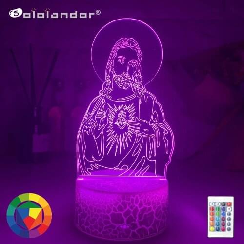 3D LED Vision Jesus Christ Lamp Baby Sleeping Bedside Table Lighting Colors Changing Night Light Christmas Gift Decor Luminaria