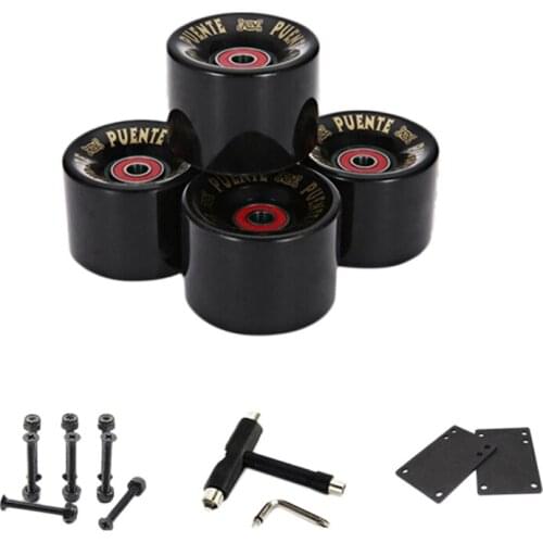 PUENTE 4PCS Skateboard Wheels with Bearings ABEC-9 60X45mm PU Longboard Wheels