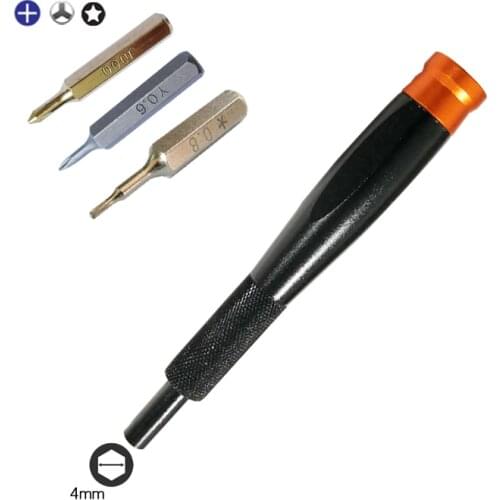 4 in 1 screwdriver J000 Phillips 1.5mm Tri-point Y 0.6 Pentalobe P2 screwdriver bits with screwdriver handle for iPhone 7 7 Plus