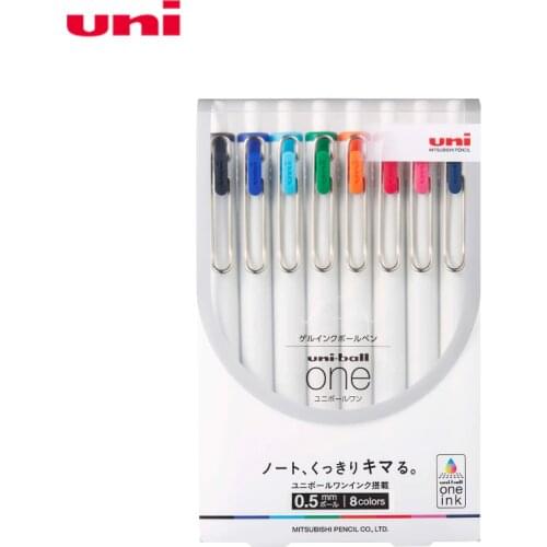 8pcs/set Japan Uni UMN-S-38 / 05 8C Gel Pen Uni Ball One Push Color Bullet 0.38 / 0.5 Student Office Supplies