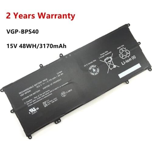 ZNOVAY VGP-BPS40 Battery For Sony Flip SVF 15A SVF15N17CXB SVF15NB1GL SVF15NB1GU SVF15NA1GL SVF15NA1GU BPS40 15V 48WH/3170mAh