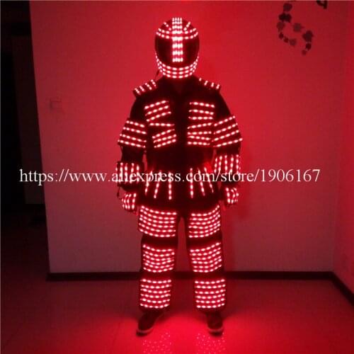 Colorful led luminous robot suit with helmet and gloves party stage show dj singer performance clothes