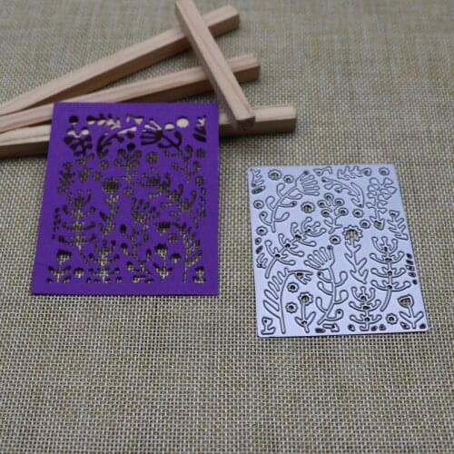 Flowers Grass Background METAL CUTTING DIES Rectangle Stencil Scrapbooking Photo Album Card Paper Embossing Craft DIY