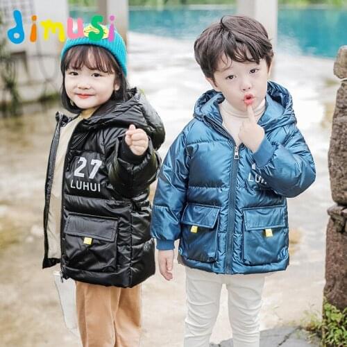 DIMUSI Boys Jackets Casual Child Kids Outwear Warm Hooded Parkas Fashion Silver Coats Baby Girls Thermal Jackets Clothing
