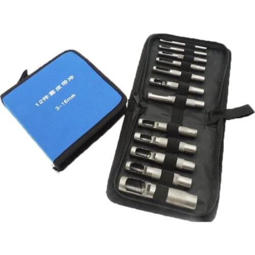 3-16mm Pick Leather Tool Leathercraft Belt Canva Hole Craft Punch Hollow Puncher with bag