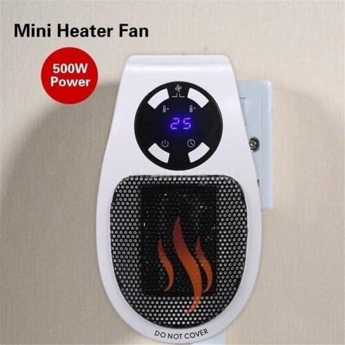 Electric Heater Home Office Indoor Use with Adjustable Thermostat and Timer Wall Outlet Space Heater Fireplace Mini Fan heater