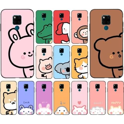 FHNBLJ Cute Cat rabbit Bear pig Cartoon animals Phone Case for Huawei Mate 20 10 9 40 30 lite pro X Nova 2 3i 7se