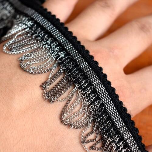 Tassel Beaded Embroidered Chain Lace Trim Ribbons Fabric Handmade DIY Wedding Dress Sewing Craft Metal lace