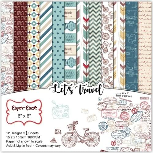 KLJUYP 12 Sheets Let Is Travel Scrapbooking Pads Paper Origami Art Background Paper Card Making DIY Scrapbook Paper Craft