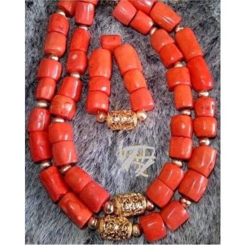 Luxury 2 Layers Chunky Coral Beads Jewelry Set Original Thick Coral Beaded African Wedding Party Jewelry Set CNR101