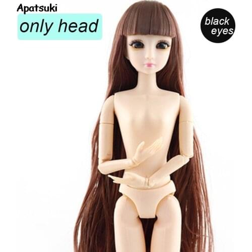 Doll Head With Brown Straight Fringe WIG Hair For 1/6 BJD DollHouse Kids & Baby DIY Toys Doll Heads for 11.5" Dolls Accessories