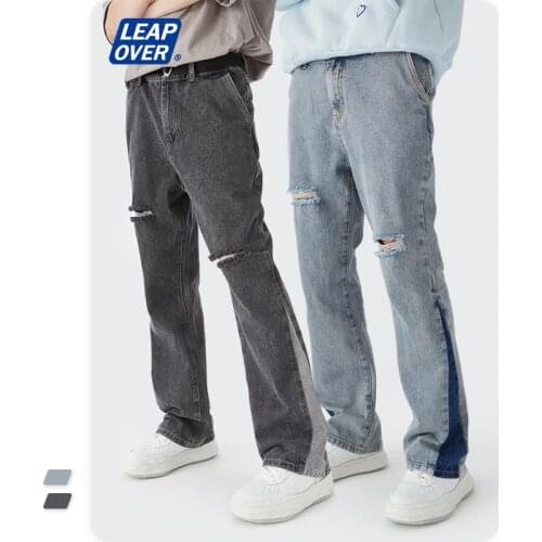 Рваные джинсы для мужчин LEAP OVER China At AliExpress