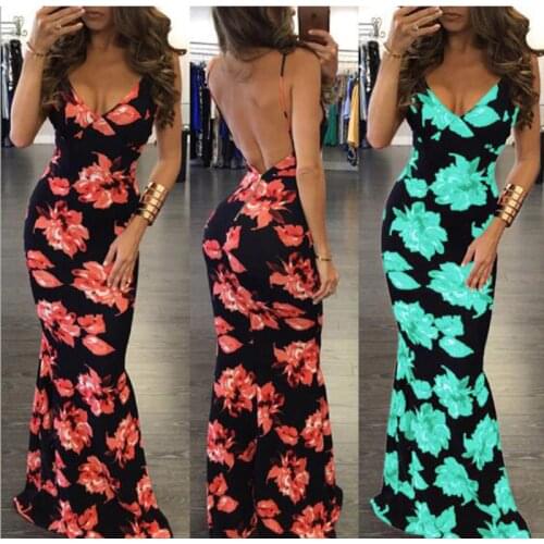 Summer Long Dress Women Sexy Clothes Bodycon Maxi Elegant Club Tie-Dye Flower Sleeveless Spaghetti Strap Empire V-Neck 2020 Robe
