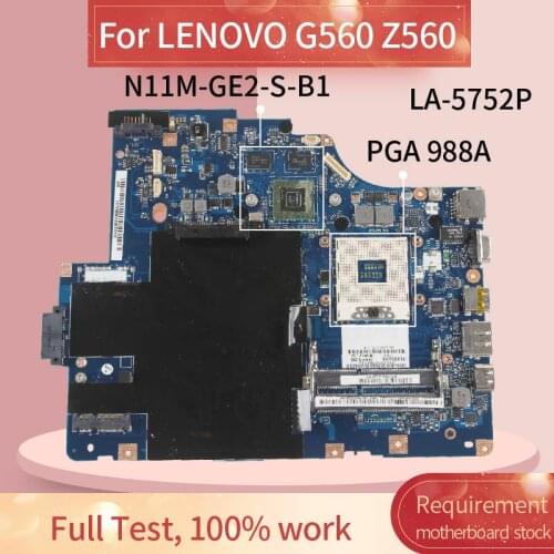 71FR1938117 Laptop motherboard For LENOVO G560 Z560 Notebook Mainboard LA-5752P PGA 988A HM55 N11M-GE2-S-B1