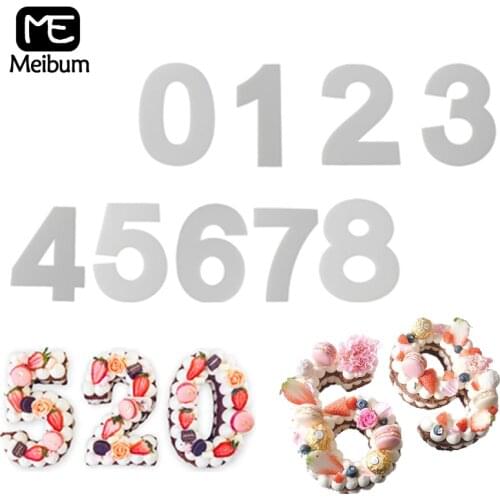 Meibum PET Plastic 0-8 Numbers Cake Mold Birthday Anniversary Cream Mousse Mould 4/6/8/10/12/14/16inch Decorating Pastry Tools