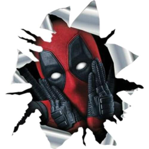 13X12CM 1 Pcs Funny Car Stickers for Deadpool Car Sticker Torn Metal Bumper Decal Window Trunk Animal 3D Car Styling