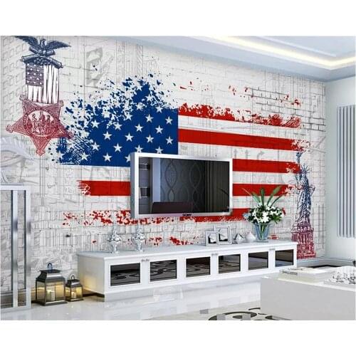 Beibehang Custom wallpaper retro american flag graffiti tv background walls home decor living room bedroom mural 3d wallpaper