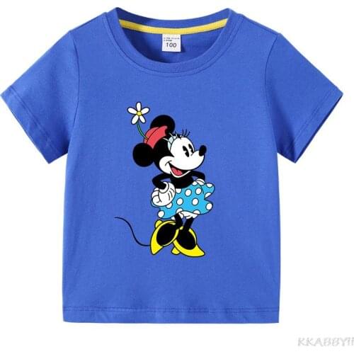 Disney Mickey Girls Clothes Cotton Children Boys T-shirt Girls Toddler Short Sleeve Tops Summer Kids T Shirt