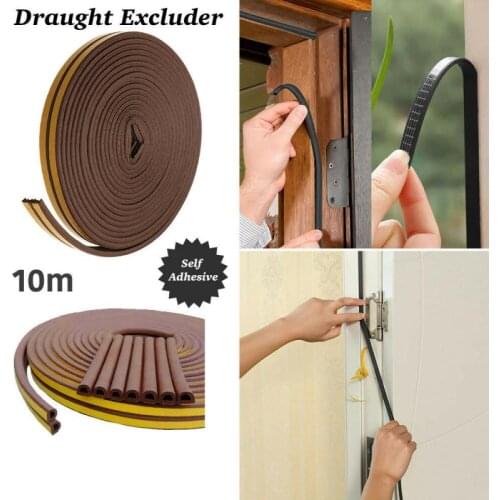 5m/10m Self Adhesive D Type Doors and Windows Foam Seal Strip Soundproofing Collision Avoidance Rubber Seal Collision Hardware