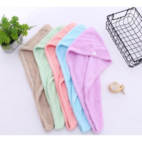 Ladies Hair Drying Hat Towel Bathroom Microfiber Solid Towel Hat Super Thickening Quick-drying Absorbent Headscarf