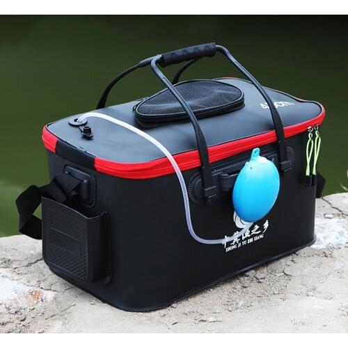 Folding Thicken Fishing Bucket Live Fish Bag Oxygen Pump Outdoor Sports Fishing Tackle Box Fishbox Storage Bag Pesca Equipment