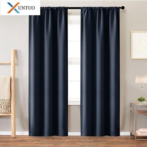 XUNTUO High-grade Blackout Insulation Lurtains for Living Room Bedroom Solid Color High Blackout Window Curtains Customized