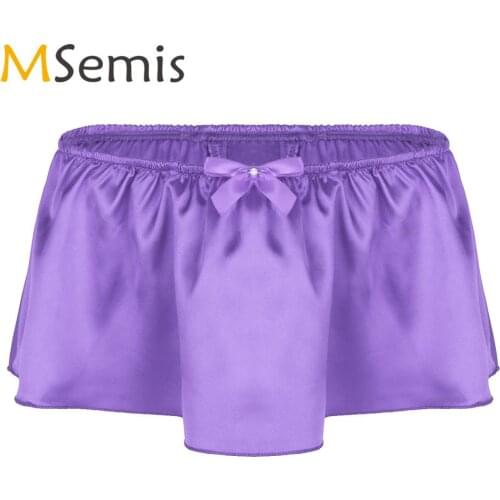 Sexy Mens G-sting Briefs Sissy Wetlook Slips Satin Culotte Exotic Skirted Tanga Thong Panties Homme Gay Crossdressing Underwear