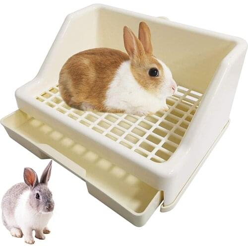 Rabbit Litter Box Trainer Small Animal Potty Corner Toilet with Drawer Pet Cage Pan Litter Bedding Box For Guinea Pig Hamster