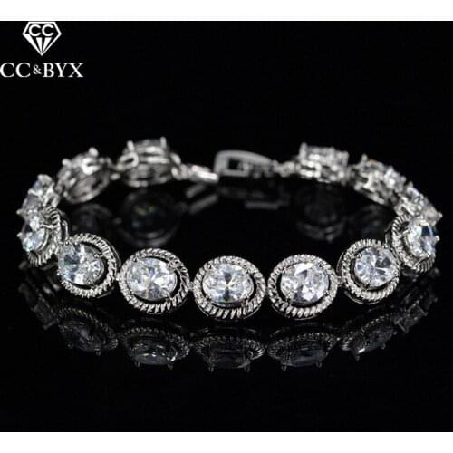 CC Bracelets For Women Luxury High Quality Charm Female Crystal Big CZ Stone Wedding Accessories Party Bride Fine Jewelry S0071